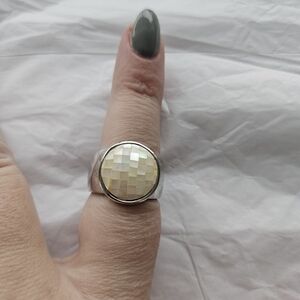 Lia Sophia Silver Mother Of Pearl Ring